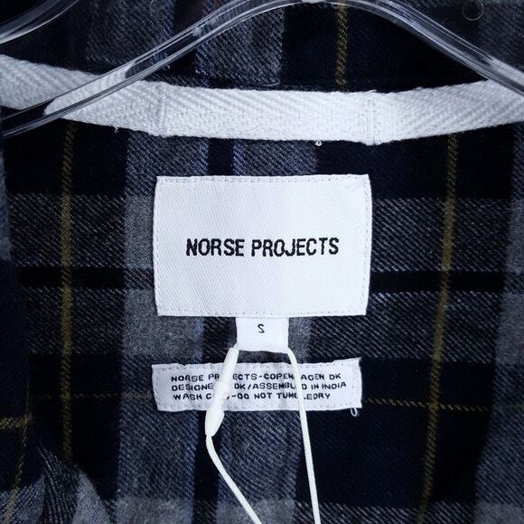 NORSE PROJECTS Shirt Mens Small Gray Check Button Up CARSTEN FLANNEL $215 - Picture 4 of 11